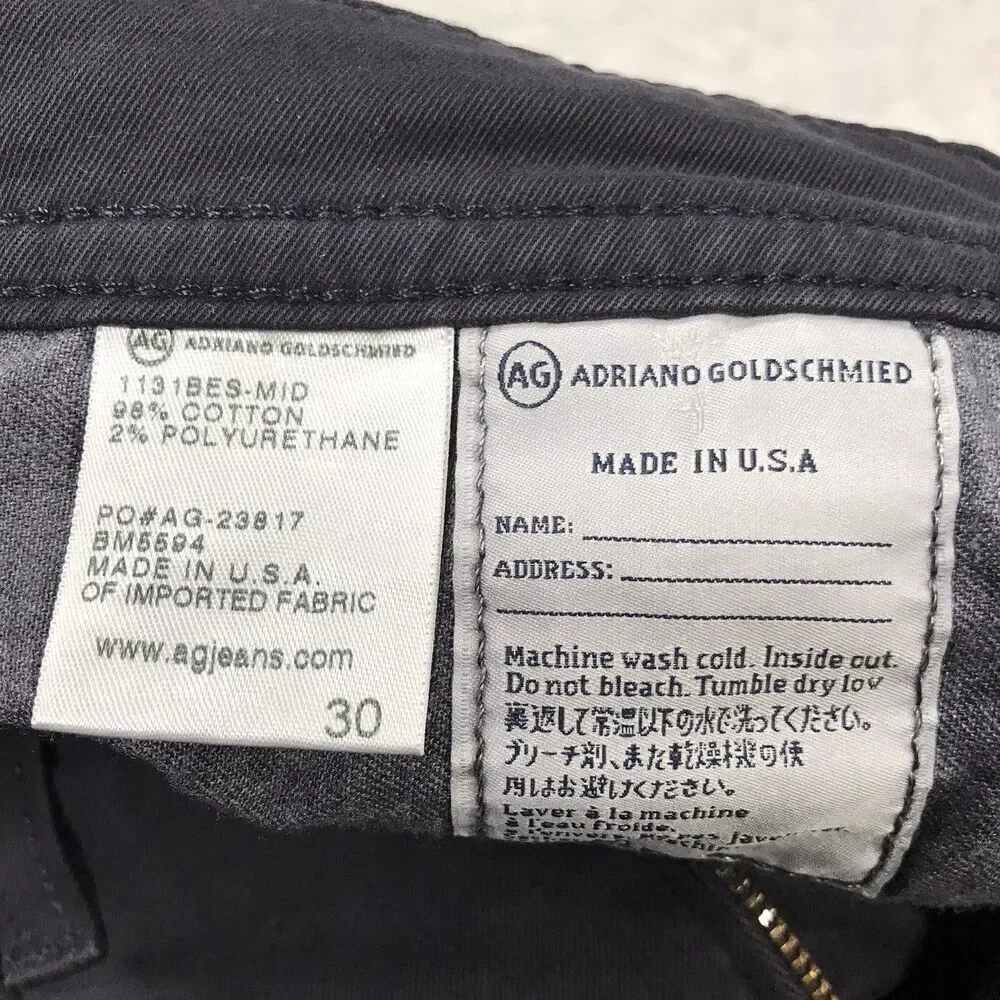 ADRIANO GOLDSCHMIED Matchbox Jean Men 30x34 Black Slim Straight Stretch USA